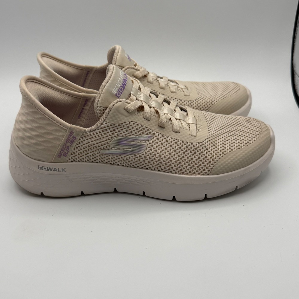Skechers Go Walk Anywhere Womens Size 7 Off White Excellent Slip-Ins Sneakers